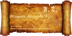 Mingesz Kristóf névjegykártya
